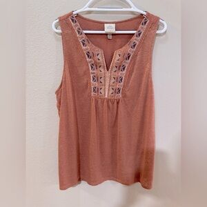 Knox Rose Sleeveless V-neck Embroidered & beaded top; sz XL